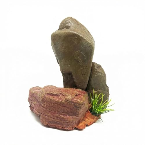 Mipukbay Medium Aquarium Decor Rock, Resin Fish Tank Artificial Stone Ornament for Freshwater/Saltwater, Safe Landscape Hideout for Betta Fish, Goldfish and Aquatic Pets - size: Medium
