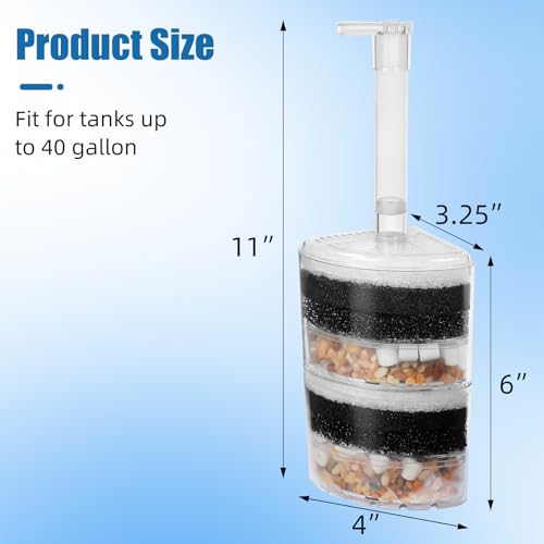 AQUANEAT Sponge Filter, Aquarium Air Driven Corner Filter Sponge for Fry Shrimp Nano Fish Tank - size: Large