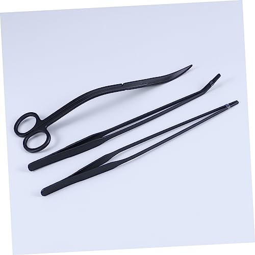 3pcs Fish Tank Water Grass Scissors Set Tweezers Brush Long Handle Easy to Use for Plant Care