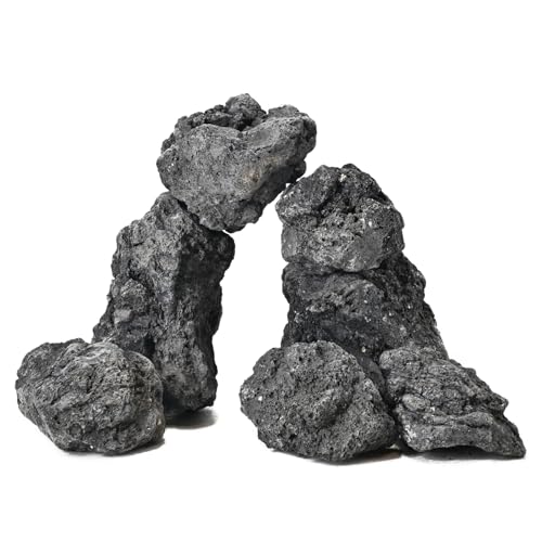 Black Lava Rocks 10lb Natural Volcanic Stones for Aquarium Fish Tank Fire Pit Succulent Planters Bonsai Garden Aquascaping Decor,6-8 Pcs 4-7 inches - size: 10LB(6-8pcs)4-7in.