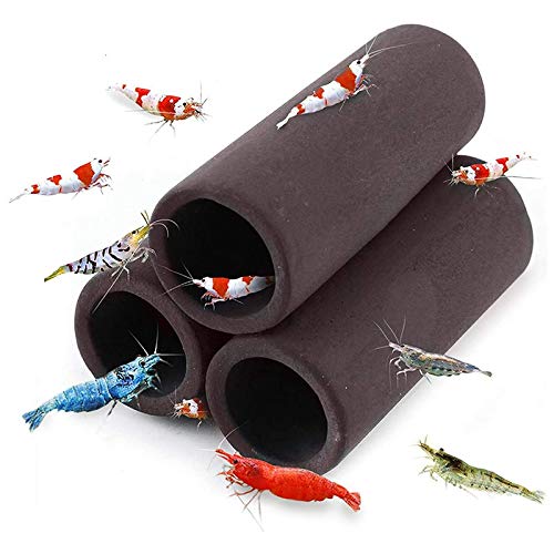 3 Pcs Brown Ceramic Shelters - Shrimp Habitat, Breeding Tube, Cave