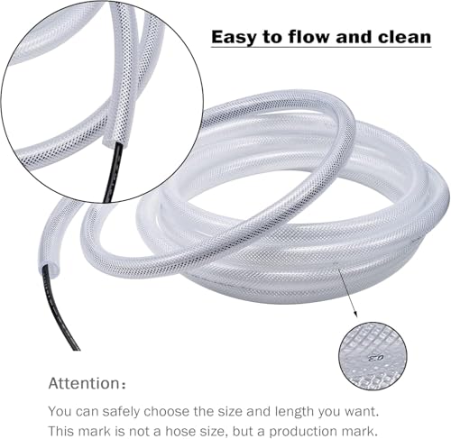 DAVCO Braided Clear Vinyl Tubing 5/8" ID 100 ft PVC Reinforced Plastic Hose | Heavy Duty, with 2 Stainless Clamps, Flexible, High Pressure, Poly Braided Reinforced Plastic PVC Tube, Non-toxic, BPA Free - size: 5/8"ID, style: 100 Feet