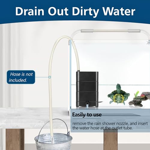 hygger 150GPH Turtle Filter with 2 Sponges Bio Ball, 3-in-1 Water Circulation Draining Bio Filtration Amphibian Tank Filter 5 to 35 Gallon for Reptile Frog
