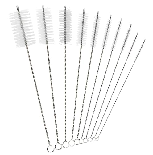 Straw Cleaning Brush Set – 10 Pack, 8-Inch Nylon Tube Pipe Cleaners in 10 Different Sizes, Reusable for Bottles, Pipes & Kitchen Use