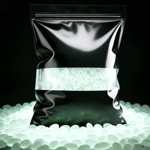 GOODTAKE Glow in The Dark Pebbles for Yard Garden, Driveway, Walkways, Aquarium, Plant Pots, Bonsai, Fish Tank Decor - Glow Stones, Glowing Rocks for DIY Decorative - Luminous Stones (White, 300 Pcs)