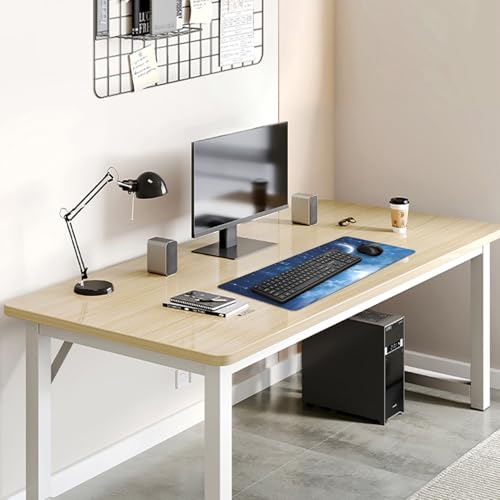 Blue Sky Stars Moon Desk Pad Mouse Pad,Large XL Meteor Showers Mouse Mat with Stitched Edges,Non-Slip Rubber Base Mousepad for Office PC Keyboard Laptop and Home Work Desk Mat(27.5X11.8 in) - color: blue sky stars moon