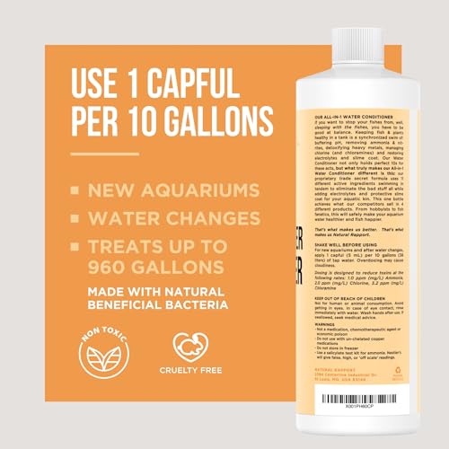 Aquarium Water Conditioner - All-in-1 Fish Tank Dechlorinator - Removes Ammonia, Nitrite, Chlorine & Chloramine, Detoxifies Heavy Metals - Freshwater & Saltwater - Treats 240 Gallons (4 fl oz) - size: 4 oz