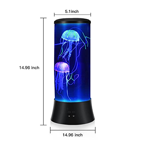Meloki Floating Jellyfish Lamp - Electric Jelly Fish Light Lamp with Auto Color Changing, Ultra-Quiet Water Pump, Holiday Gift for Kids Men Women, Home Room Mood Decor - size: 15 inch