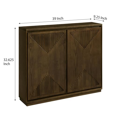 LKTART Buffet Cabinet Sideboard with Storage,Mid Century Modern Narrow Small Accent Cabinet with Doors,Wood Coffee Bar Media Console Table for Kitchen, Living Room, Entryway-Brown Walnut,3 Pieces - color: D- Brown Walnut, size: 3 Pieces