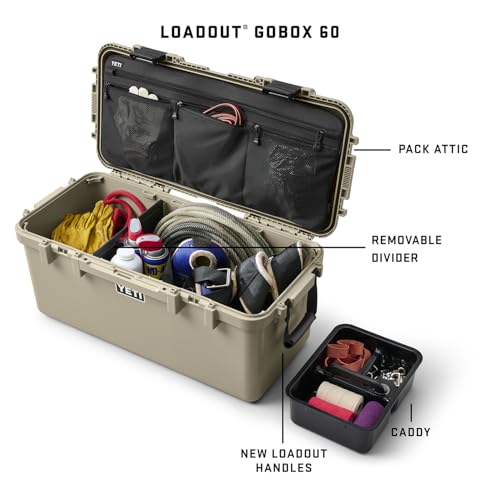 YETI LoadOut GoBox Collection, Divided Waterproof Cargo Case, Dry Box, Camera Case, Fishing Tackle Box - color: Tan, size: GoBox 60