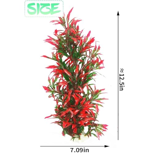 Large Aquarium Plants 4 Pcs Artificial Water Seaweed for Fish Tank Decor Plastic Plant for Betta Shrimp Red About 12.5 Inch - color: Red-13''(4pcs)