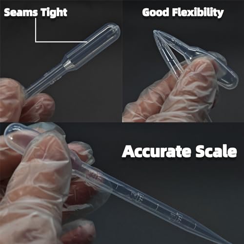 Zkupanx 100 PCS 3ML Pipettes Dropper - Disposable Plastic Dropper Pipette for Accurate Liquid Transfer, Excellent Suction, Pipettes for Essential Oils, Resin, Crafts, Labs, Kids Activities, DIY Art - size: 3mL 100PCS