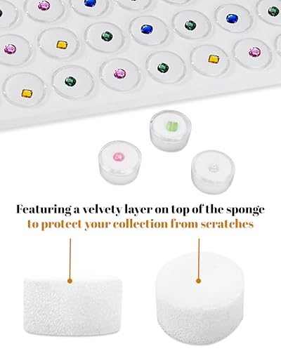 Novel Box Gem Jars 24 Large Size Gemstone tray | White Tray Foam Sheet 14.5X7.8X0.75 | Jewelry Display Rock Storage Box Insert | Gemstone display Trays for Collectibles - color: White Foam Liner with 24 Gem Jars