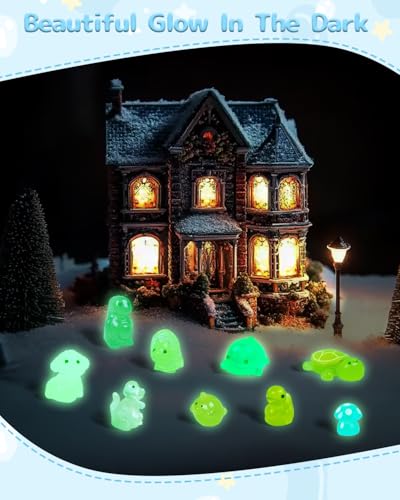 Piemow 180 Pcs Mini Resin Animals Kit - Luminous Tiny Resin Animals Figurines Accessories Gifts for Aquarium Fairy Garden Bonsai Decor