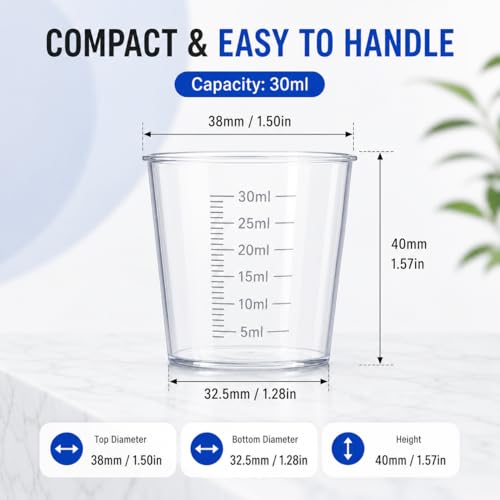 10pcs 30ml Plastic Liquid Measuring Cups Transparent Clear Plastic Graduated Kitchen Cooking Medicine Measure Tool - size: 10 Count, 30 ml