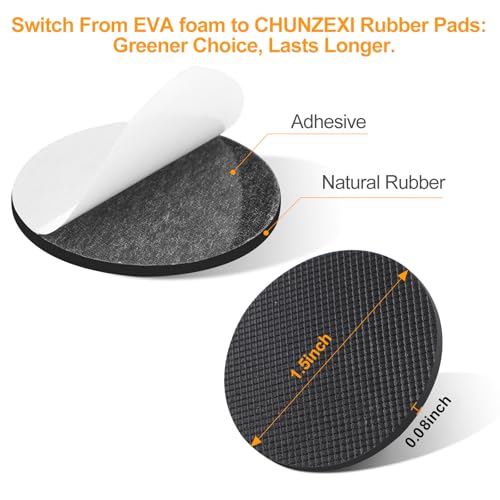 CHUNZEXI Non Slip Rubber Furniture Pads & Grippers, Self Adhesive Round Floor Protectors for Chair & Table Legs and Feet, 1.5 Inch, 32 Pack, Round - size: 1.5 inch 32 Round