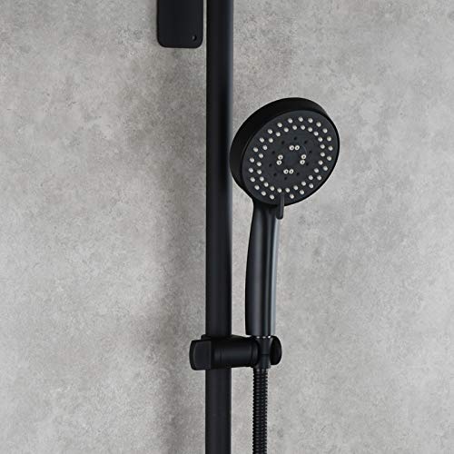 Tecmolog Hand Held Shower Head Holder Stainless Steel Height/Angle Adjustable 25 mm Shower Slide Bar Bracket Holder Black, ST35B - color: Black