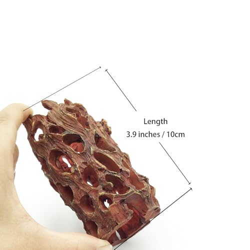 Shelltech Shrimp Hideout Resin Aquarium Decorations Hollow Log Hideaway for Shrimp, Mini Fish, Lizard, Gecko (Dark Brown, Mini) - color: Dark Brown, size: Mini