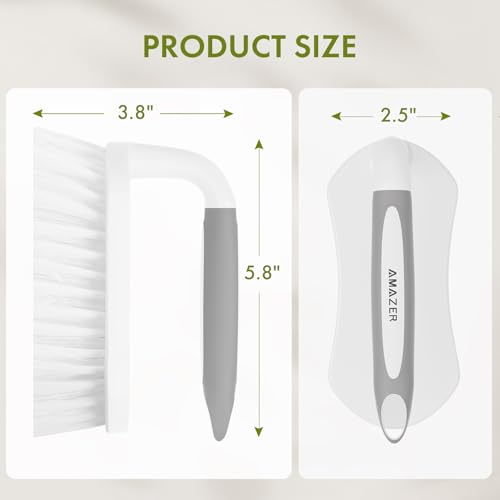 Amazer Scrub Brush for Cleaning Comfort Grip Shower Scrubber Flexible Stiff Bristles with Handle Heavy Duty Cleaner Brush for Tub Sink Carpet Floor - Pack of 2 (Grey+Grey) - color: Grey+grey