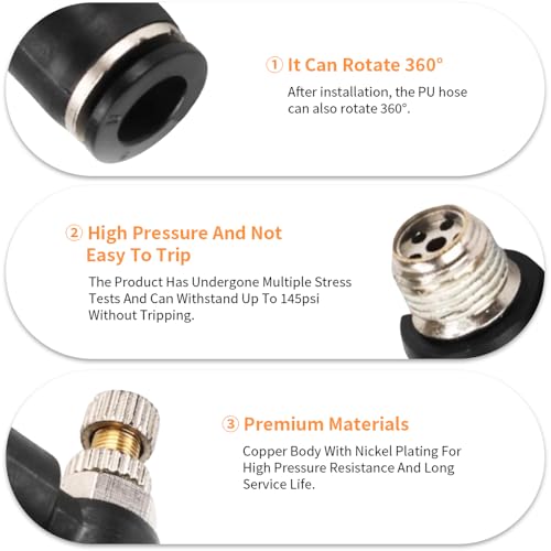 10Pcs Push to Connect Air Flow Control Valve, Black 5/16in Tube OD x 1/8" Male Thread 90 Degree Elbow Speed Control Valve Pneumatic Connector Quick Fittings - size: Male Thread G1/8 x Black (10pcs)