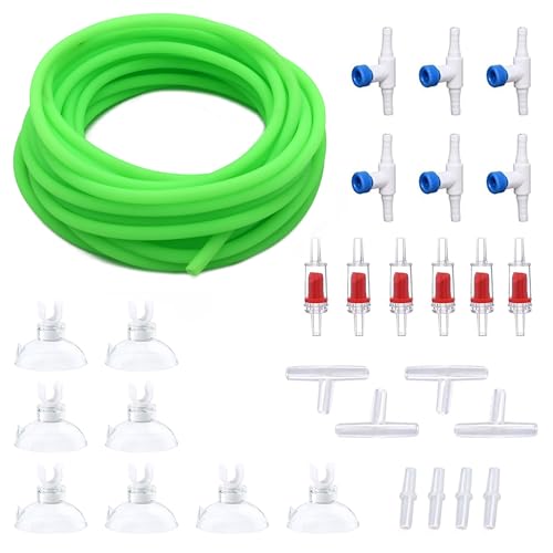 Premium 25FT 3/16inch Air Hose for Aquarium with Connector,Check Valve, Control Valve Accessories (Green, 25 ft.) - color: Green, size: 25 ft.