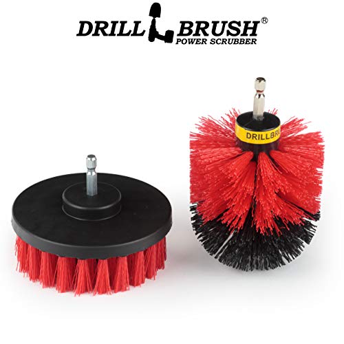 Cleaning Kit with Extension - Outside Patio and Deck Brush - Rust Tool Remover Brush - Concrete Swimming Pools Cleaner - Garden Fountain Brush Cleaner - Monuments and Headstones Restoration Brushes - color: Red