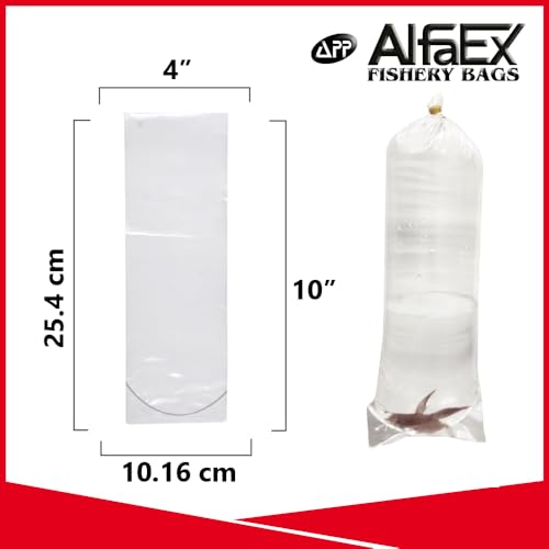 Fishery Bags 4 Inches Leak Proof Rounded Bottom Clear Plastic Fish Bags for Shrimps and Betta Fish Transport. (4" x 10" / 100 Pack / 4 Mil) - size: 4" x 10" / 100 Pack / 4 Mil