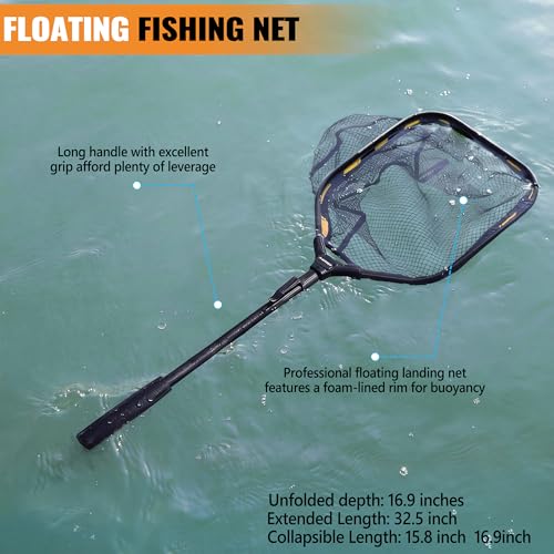 PLUSINNO Fishing Gear,Fishing Backpack with Floating Fishing Net,Tackle Boxes,Waterproof Fishing Tackle Bag,Fishing Gifts for Men - color: Khaki Camo Backpack With Fishing Net