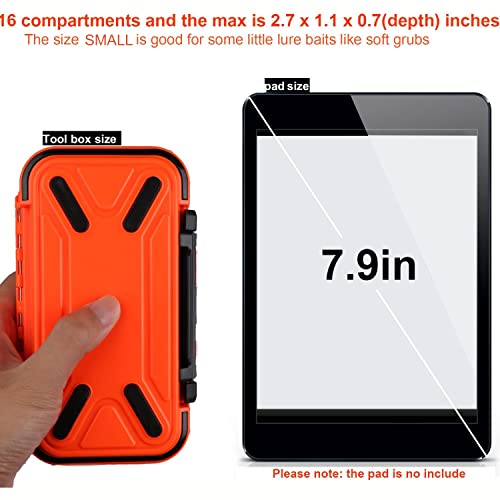 Goture Small Tackle Box, Waterproof Fishing Lure Boxes Tackle Box Bait Plastic Small Storage Case Accessories Containers Orange SMALL 6.3'' X 3.5'' X 1.7'' - color: Orange SMALL(Size: 6.3'' L X 3.5'' W X 1.7'' H)