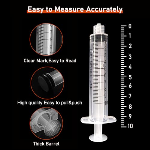 30Pack 10ml Syringe Plastic Luer Lock Syringe Without Needle for Scientific Labs,Feeding Pets Individually Sterile Sealed