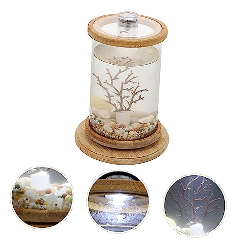 Garneck 1 Set Rotating Fish Bowl Unique Desktop Aquarium Tank with Phyllostachys Pubescens Frame for Home and Office Decor for Gardens and Craft Displays