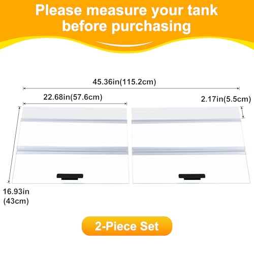 2PCS Set Glass Canopy,22.68x16.93in(Each PCS) Clear Tempered Aquarium Fish Tank Hoods FITS for Marineland Perfecto 70/75/90/110 Gallon 48x18 Aquarium Fish Tank - size: 2PCS-22.68x16.93in
