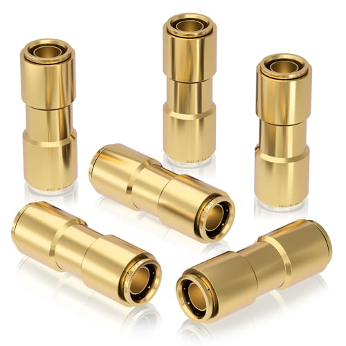 CheeMuii 6 PCS 1/2 Brass DOT Air Line Fitting Straight Union Quick Connect Fittings 1/2 Air Hose DOT Air Fittings for Semi Truck Trailers Industry Air System - size: 1/2IN-6PCS
