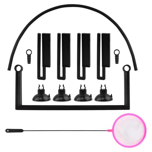 Aquarium Floating Plant Corral, Floating Plant Barrier with Suction Cups, Self-Adjusting Height for Water Level Changes, Helps Keep Floating Plants Away from Filter Flow, for Framed/Frameless Tanks