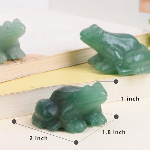 2 Inch Green Aventurine Frog Crystal Figurine，Frog Gifts Healing Crystal Decor，Frog Garden Statue Stone Energy Gemstones, in Bedroom Office Christmas Meditation Gifts Aquarium Decoration - color: Green Aventurine