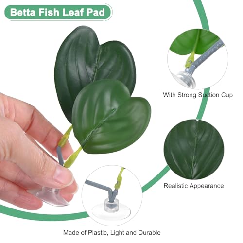 M METERXITY 1-Pack Betta Fish Leaf Pad, Hammock Plant Leaf Pad, Realistic Resting Fish Rest Bed for Fish Tank Decorations/Aquarium Accessories/Spawning Grounds/Breeding [Green, Heart-Shaped] - color: Green