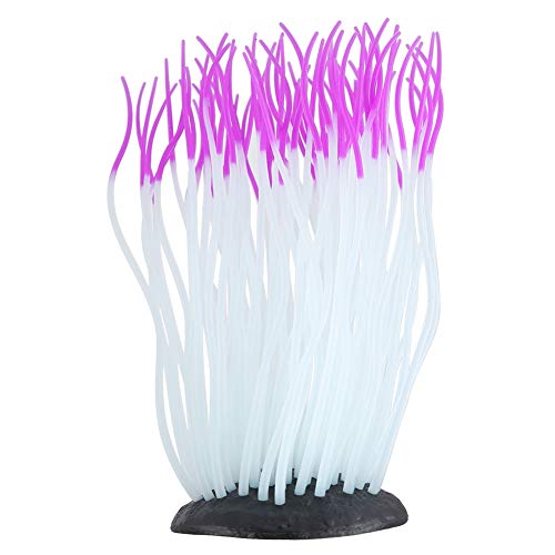 AYNEFY Simulation Artificial Silicone Sea Anemone Decor,Aquarium Luminous Ornament Fluorescent Sea Anemone Decoration for Fish Aquarium Landscaping Decor - color: Purple