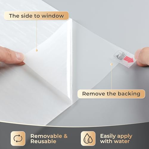 rabbitgoo Window Privacy Film, Frosted Glass Window Film Static Cling Covering, Non Adhesive Privacy Clings Vinyl, Removable Frosting Sticker for Home Decoration, White, 17.5 x 118.1 Inches - color: White Silk, size: 17.5" x 118.1"