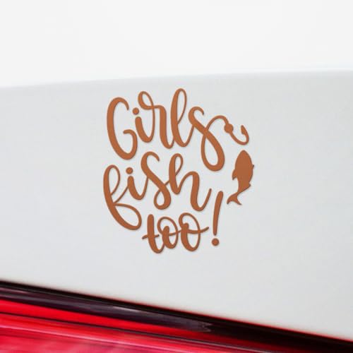 Decal Stickers of Girls Fish Too (Nut Brown) (Set of 2) Luxury Weatherproof Decal Stickers for Laptop Desktop Smartphone Car Dirt Bike Wall Room Mason Jar Bathtub Door - BICVER1c33531NB0124 - color: Nut Brown, size: 3.8'' x 4.1''