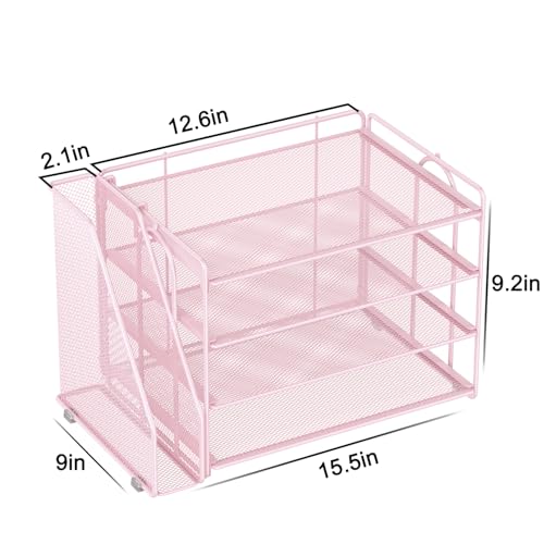 Spacrea Desk Organizers and Accessories, Paper Organizer for Desk with File organizer, Desk Accessories & Workspace Organizers for Office Supplies (Pink) - color: Pink