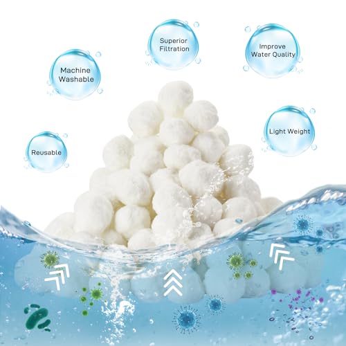 Redcoutt 3.1 Lbs Pool Filter Balls for Sand Filter, Reusable Eco-Friendly Filter Media for Sand Filter Pump, Replaces 100 Lbs Pool Filter Sand, Long-Lasting for Several Seasons - color: White