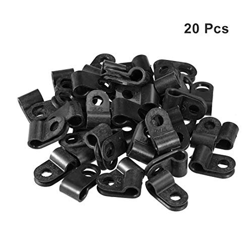 uxcell 20Pcs Nylon R-Type Cable Clamp Organizer Cord Clips for Wire Management 4.8mm Black UC-0.5 - color: Black, size: 4.8mm