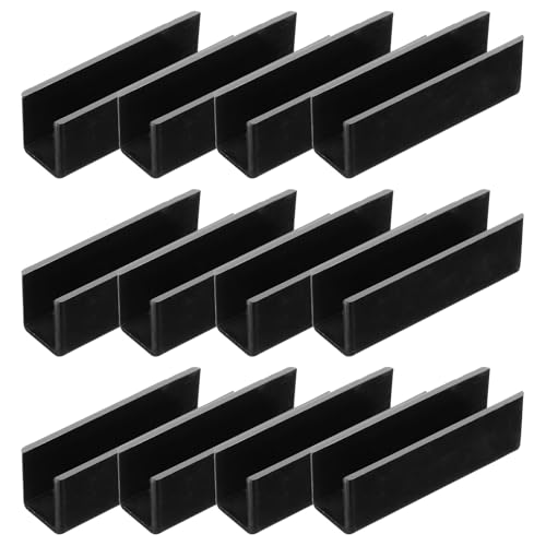 uxcell 12Pcs Plastic Glass Connector, 180 Degree Glass to Glass Clamp for 12mm Thick, Fixing Bracket Rimless Clip Holder for Aquarium Fish Tank Display Shelves, (12mm, Black) - size: 12 mm
