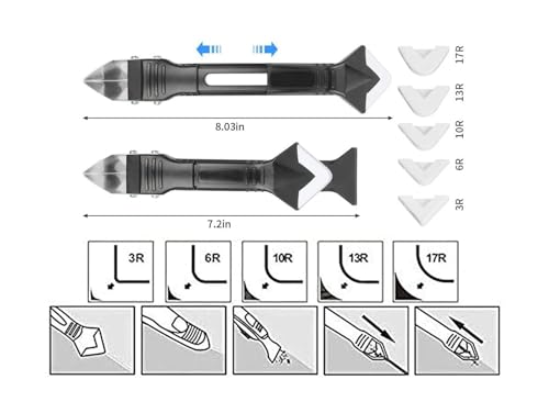 Silicone Caulking Tool 3 in 1, Glass Glue Angle Scraper, Stainless Steelhead Caulk Remover and Sealant Scraper, for Kitchen Bathroom Window and Frames Sealant Seals - style: Classic Black