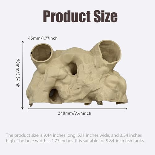 Aquarium Decor, Natural Curve Under Gravel Tunnel Cave, Fish Cave for Aquarium, 3D Printed Fish Tank Tunnel Decor for Betta, Guppy, Shrimp, Cory, Small Cichlid (Large) - size: Large