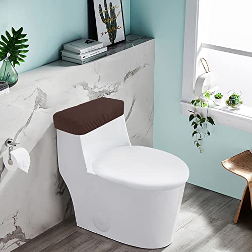 Toilet Tank Lid Cover, Bathroom Stretch Washable Spandex Toilet Tank Protector Cover with Elastic Bottom, Coffee - color: Coffee