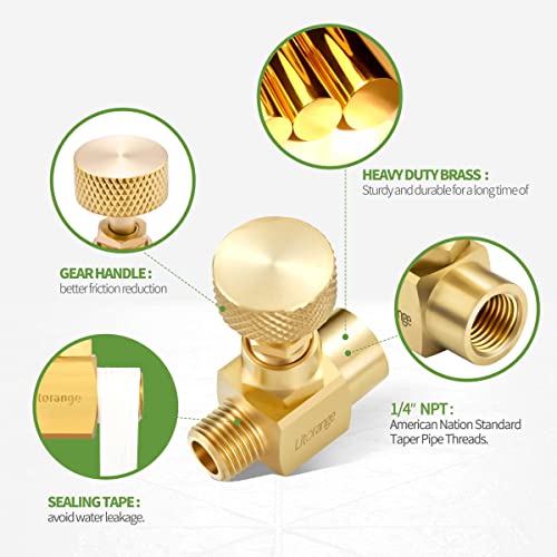Litorange 2 Pack Heavy Duty Brass Replacement Control Needle Valve 1/4" Female NPT X 1/4" Female NPT Connection - size: 2PCS 1/4 Female x Female