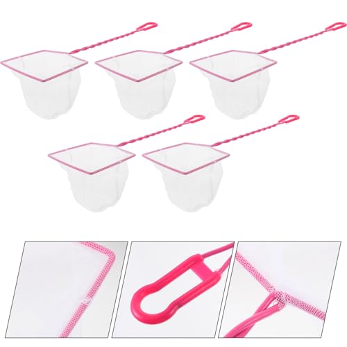 5pcs Small Aquarium Fish Net Set 5-inch Handheld Fine Mesh Fish Tank Nets and Aquascaping Tools