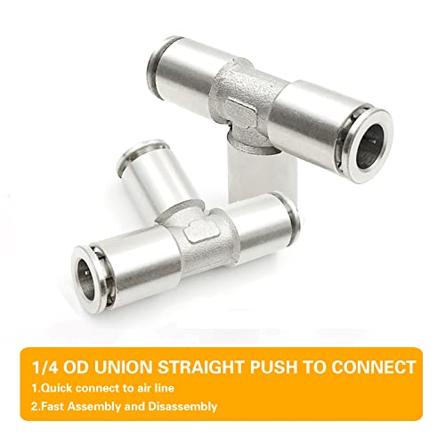 5/16 Stainless Steel Push to connect fittings CEKER 5/16" x 5/16" x 5/16" OD Tube Quick Connect Fittings 5/16 3 Way Tee Shaped Tube Fittings Push Connectors Air Line Fittings 2pack - size: 5/16" OD, style: TEE