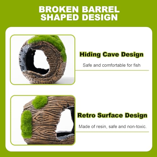 Betta Broken Barrel Decor Fish Tank Accessories, Resin Fish Hide Cave Aquarium Decoration Fish Tank Toys Hole Accessories (Small) - color: Small